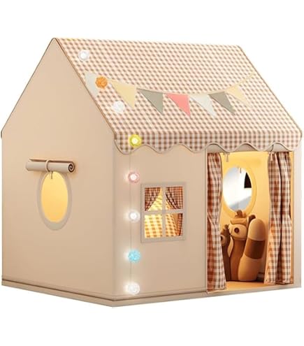 Amazon | HOPPL(ホップル) プレイハウス キッズテント 木製 ビーチ材
